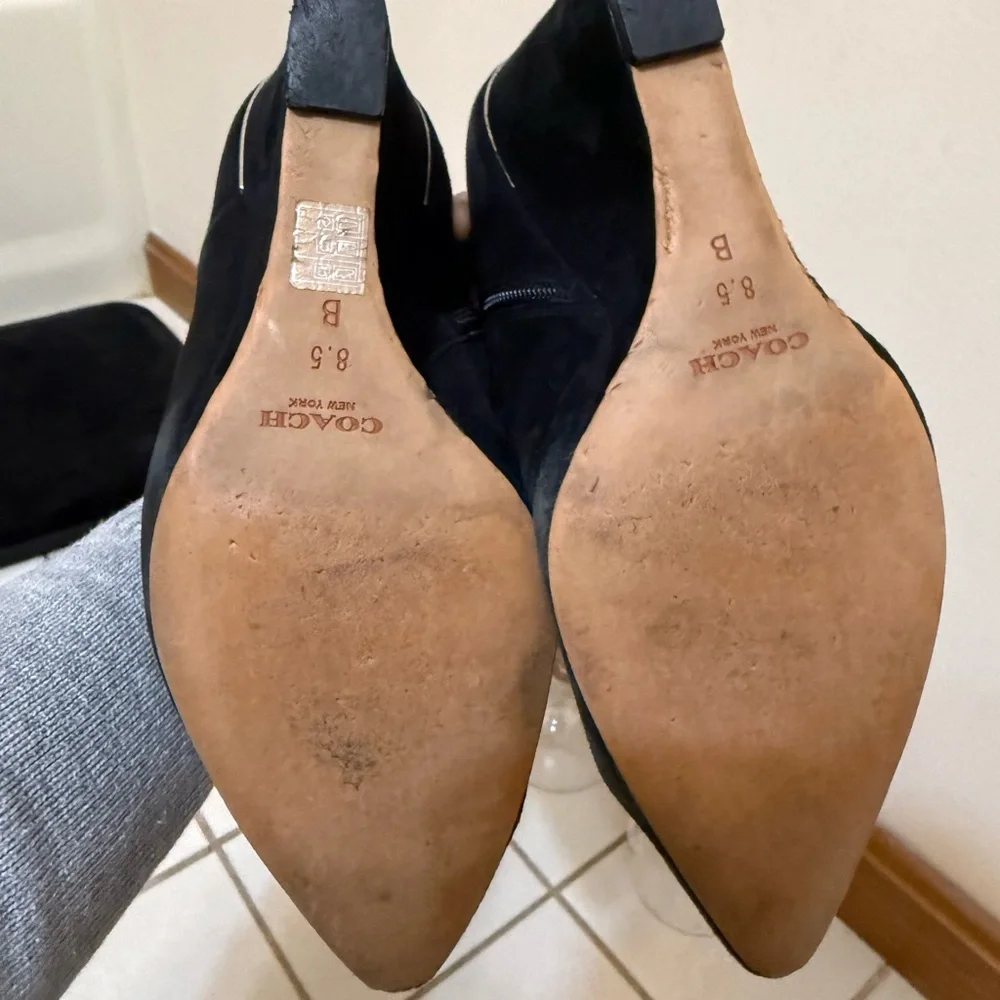 Coach | Black Suede Wedge Oakdale booties size 8.5